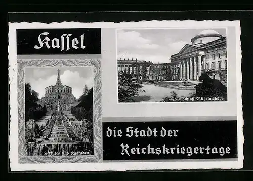 AK Kassel, Schloss Wilhelmshöhe, Herkules und Kaskaden