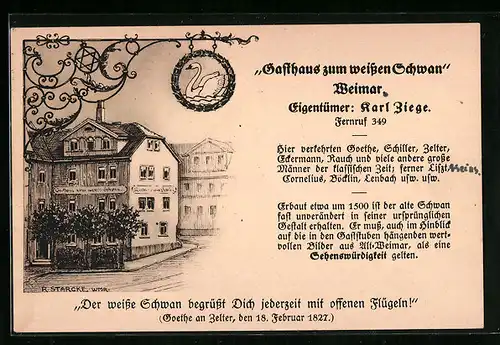 AK Weimar, Gasthaus zum weissen Schwan