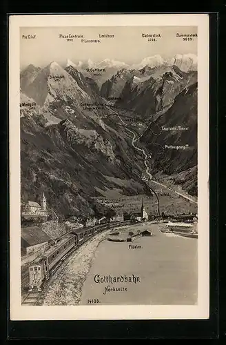 AK Flüelen, Gotthardbahn, schweizer Eisenbahn