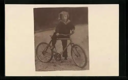 Foto-AK Kind mit Fahrrad