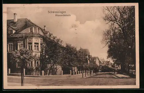 AK Schwenningen, Bismarckstrasse mit Bäumen
