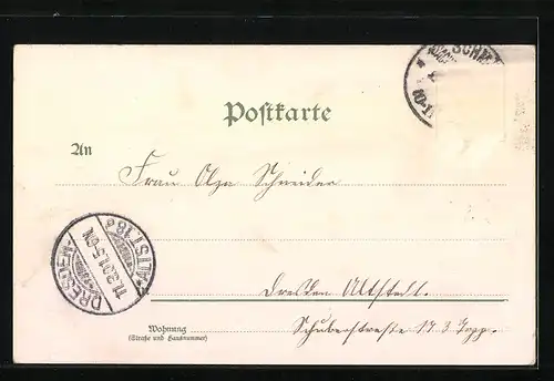 Lithographie Schmölln, Teilansicht, Marktplatz