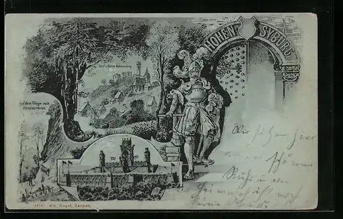 Mondschein-AK Hohensyburg, Dorf u. Ruine, Auf den Weg in die Ortschaft