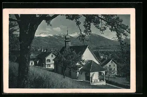 AK St. Martin bei Uznach, Ortspartie mit Kapelle