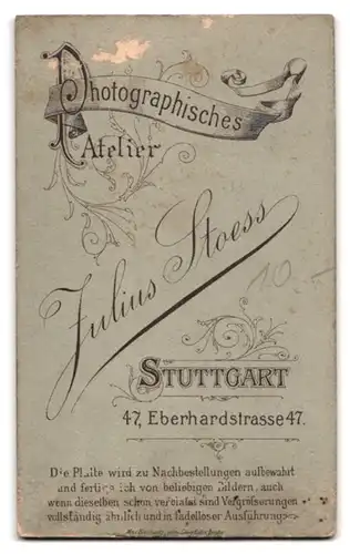 Fotografie Julius Stoess, Stuttgart, Chevauleger in Gardeuniform mit Mittelscheitel