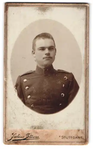 Fotografie Julius Stoess, Stuttgart, Chevauleger in Uniform mit Ärmelabzeichen