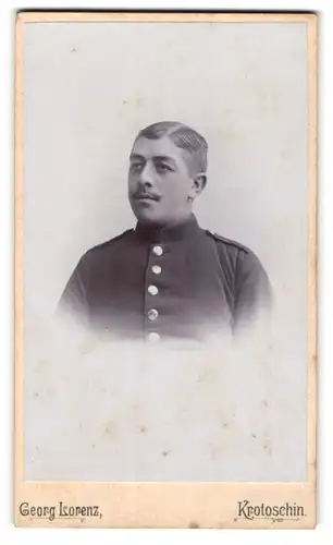 Fotografie Georg Lorenz, Krotoschin, Soldat in Uniform mit Moustache