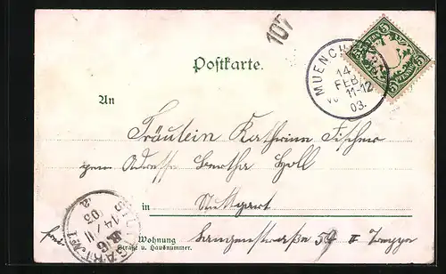 Lithographie München, Marienplatz, Münchner Kindl