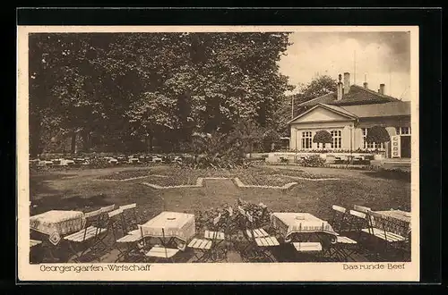 AK Hannover, Gasthaus Georgengarten, Das runde Beet