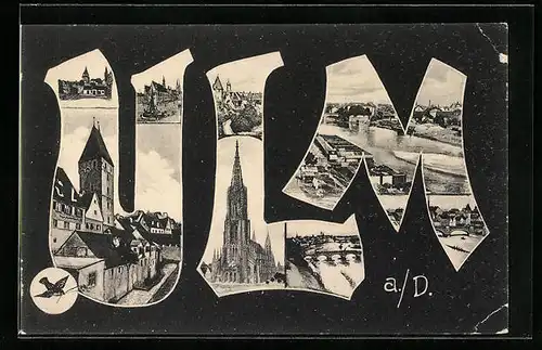 AK Ulm a.D., Münster, Donaupartie, Flusspartie