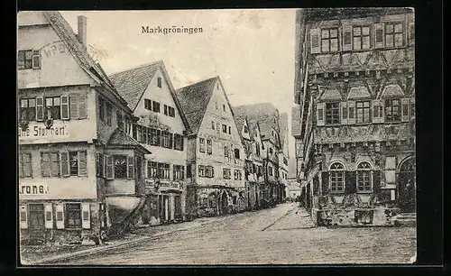 AK Markgröningen, Strassenpartie mit Gasthaus