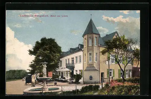 AK Rengsdorf, Hotel zur Linde mit Brunnen