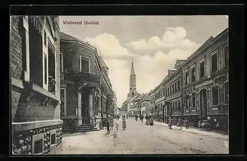 AK Waibstadt /Baden, Strassenpartie mit Gasthaus zum Engel und Kirche