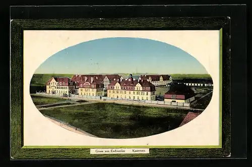 Präge-AK Eschweiler, Kasernen, Passepartout
