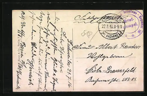 Präge-AK Eschweiler, Kasernen, Passepartout