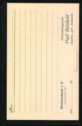 Künstler-AK Reichenbach i. V., Strassenpartie mit Wohnhaus