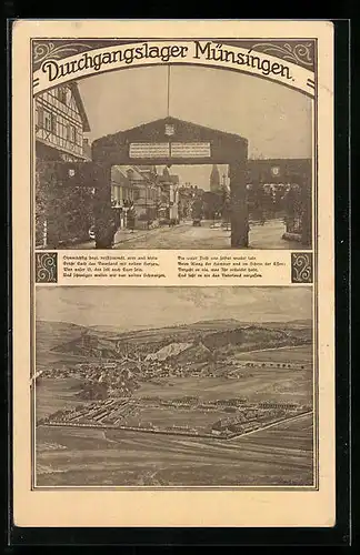 AK Münsingen, Durchgangslager für Kriegsgefangene, Totalansicht