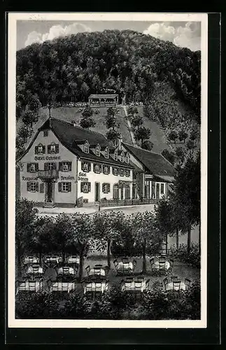AK Badenweiler, Hotel Ochsen von Fritz Gresslin
