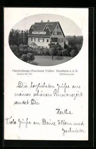 AK Bensheim a. d. B., Haushaltungs-Pensionat Eichler, Schillerstrasse