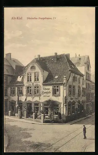 AK Alt-Kiel, Dänische Burgstrasse mit Restaurant Burghalle