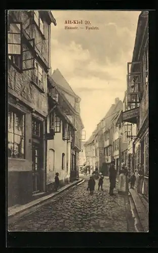 AK Alt-Kiel, Hassstrasse und Faulstrasse mit Geschäft