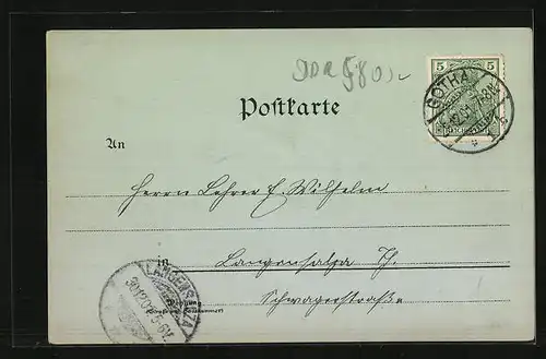 Mondschein-Lithographie Gotha, Blick auf das Hoftheater