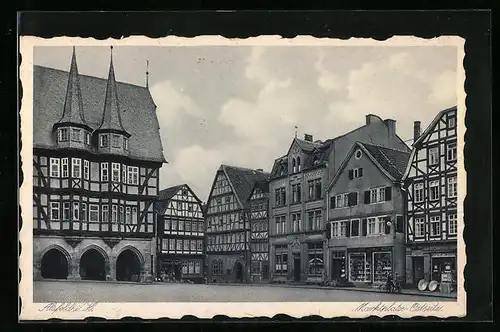 AK Alsfeld i. H., Marktplatz, Fachwerkhäuser