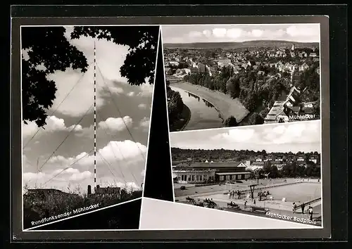 AK Mühlacker, Ortsansicht, Badplatz, Rundfunksender
