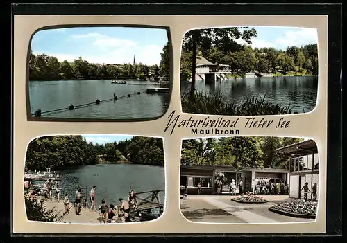 AK Maulbronn, Naturfreibad Tiefer See mit Badegästen