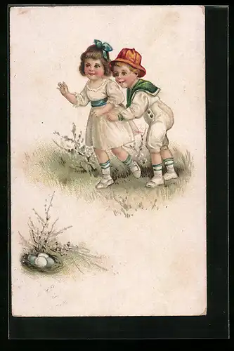 AK Kinder suchen Ostereier