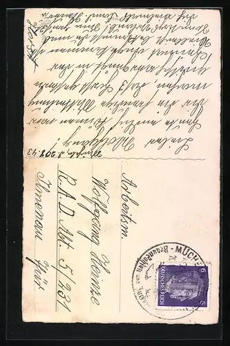 AK Kind mit Mütze und Blumen