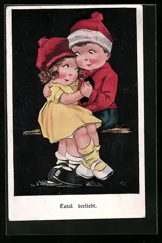 AK Verliebte Kinder umarmen sich