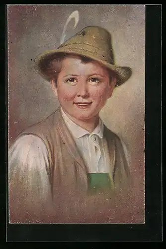 AK Junge in Tracht mit Hut