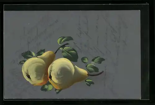 AK Grosse Birnen mit Blättern