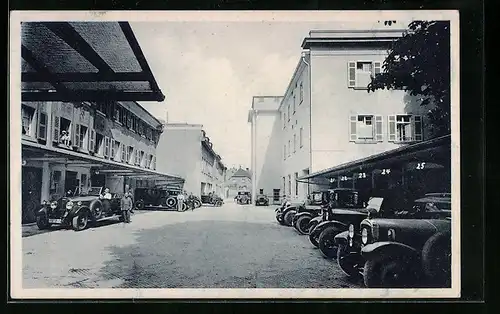 AK Heidelberg, Hotel Europe-Europahof / Der Europäische Hof, Besitzer Fritz Gabler, Autohof mit Automobilen