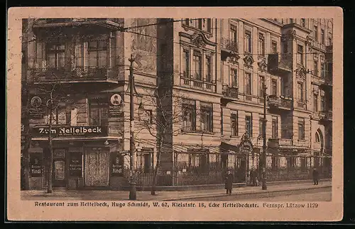 AK Berlin-Schöneberg, Restaurant zum Nettelbeck Hugo Schmidt, Kleiststrasse 18, Strassenansicht