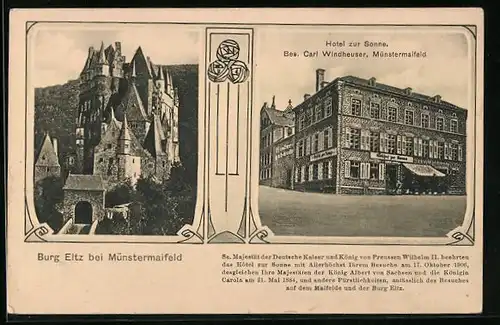 AK Münstermaifeld, Hotel zur Sonne, Burg Eltz