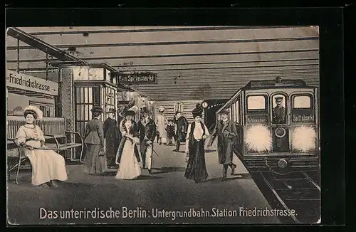 AK Berlin, Untergrundbahn Station Friedrichstrasse