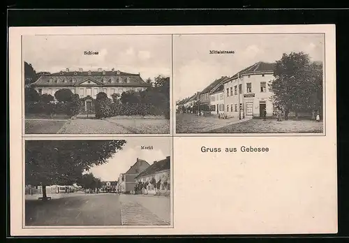 AK Gebesee, Schloss, Mittelstrasse, Markt