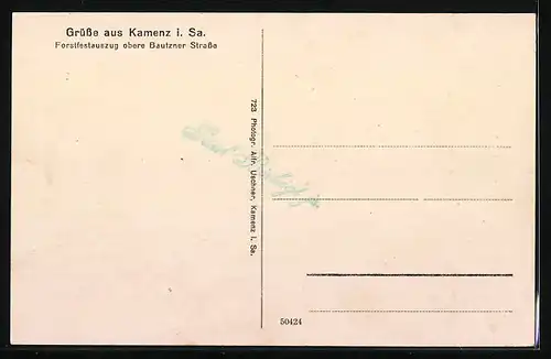 AK Kamenz i. Sa., Forstfestauszug obere Bautzner Strasse
