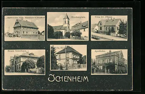 AK Ichenheim, Gasthaus zum Adler, Villa Dr. Pflanz, Apotheke
