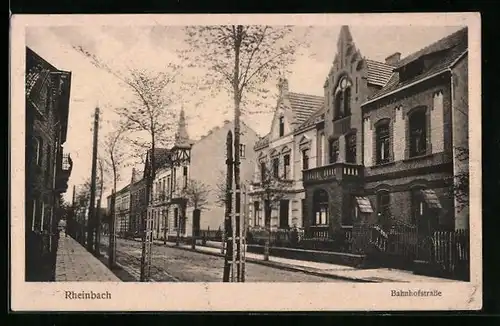 AK Rheinbach, Bahnhofstrasse mit Bäumen