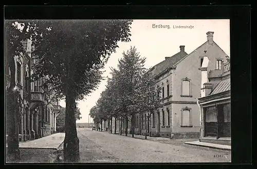 AK Bedburg, Lindenstrasse mit Bäumen