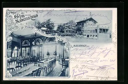 AK M.-Gladbach, Gasthaus Schweizerhaus, Innenansicht