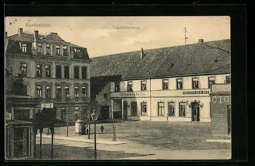 AK Nordenham, Bahnhofstrasse mit Gasthaus Friesischer Hof