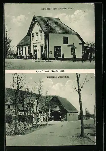 AK Goldelund, Kaufhaus von Wilhelm Kock, Gasthaus Goldelund