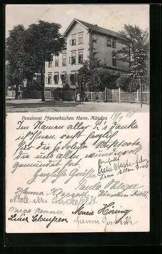 AK Hann. Münden, Blick auf Pensionat Pfannekuchen