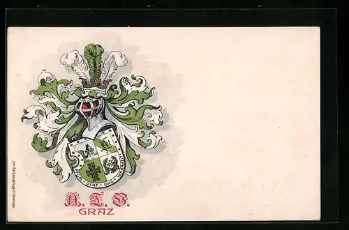 Künstler-AK Graz, Studentenwappen, Für Licht und Wahrheit
