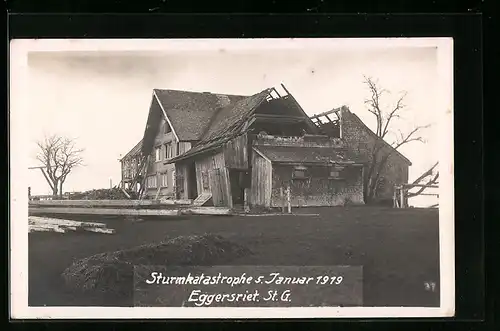 AK Eggersriet, Sturmkatastrophe Januar 1919, Stark beschädigtes Haus