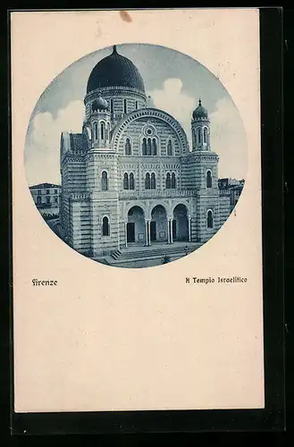 AK Florenz, Die Synagoge aus der Vogelschau